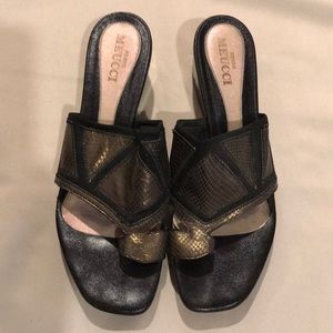 Sesto Meucci Bronze and Black Sandals
